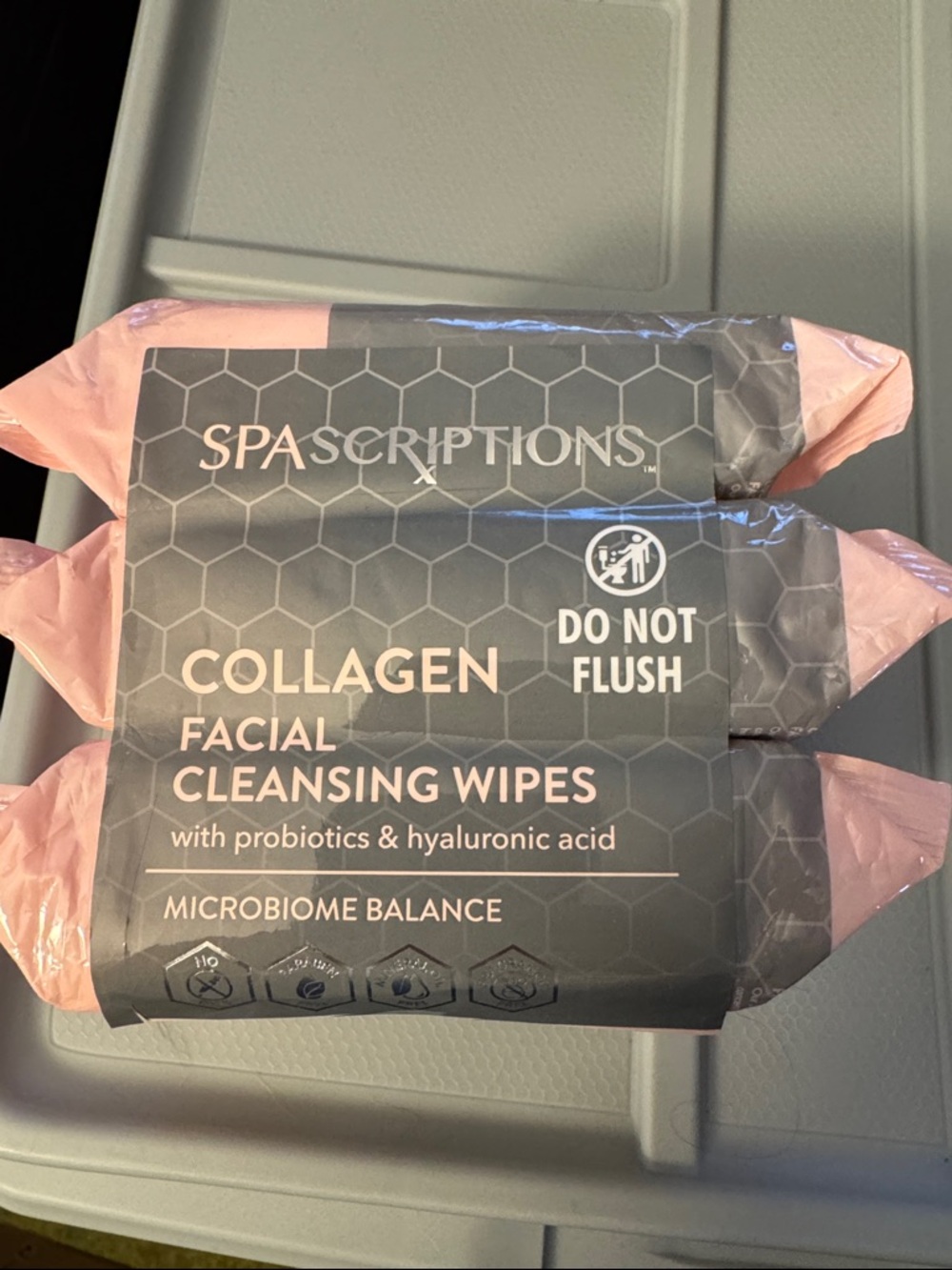 SpaScriptions Collagen Facial Cleansing Wipes - Pink